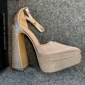 New Cape Robbin Women's 6 Snow White Crystal Embellished Platform Heels Wedding